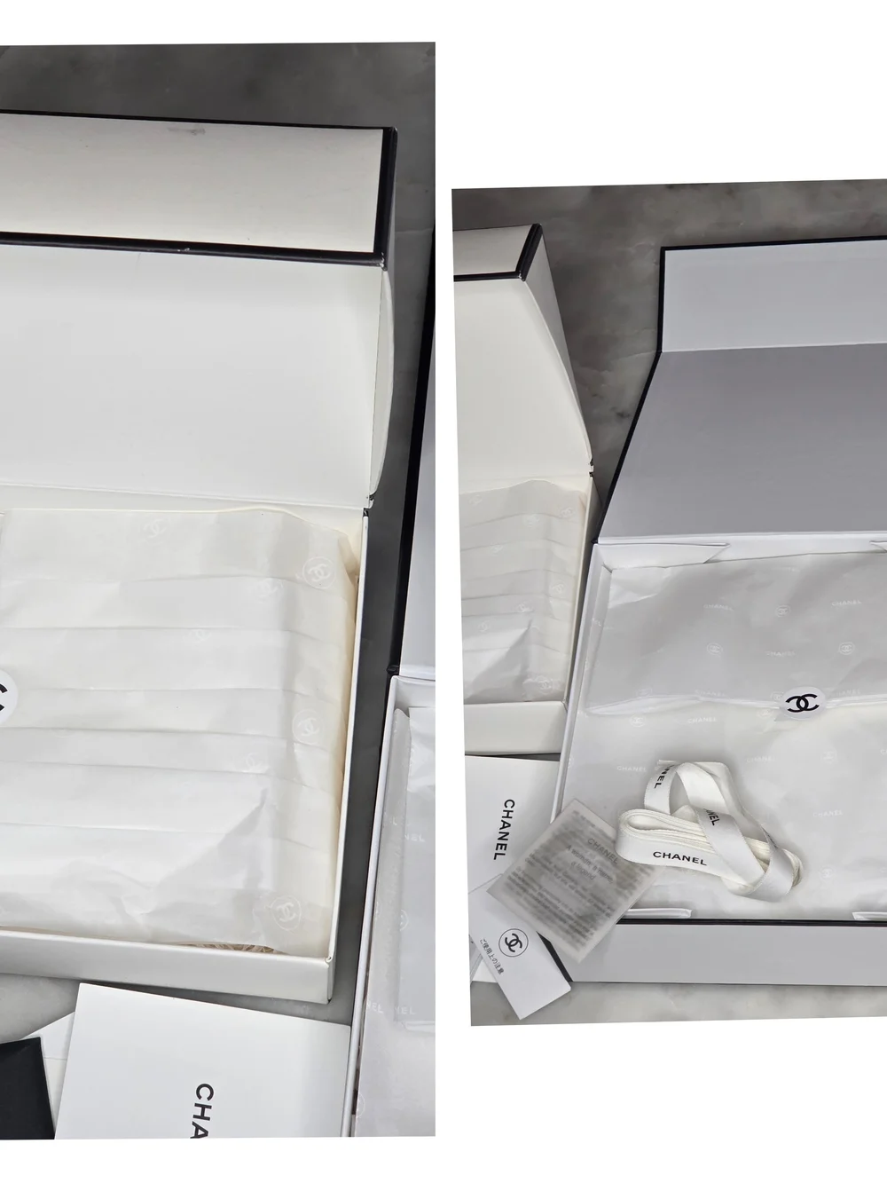 Authentic CHANEL White and Black Empty Gift Box  2-piece Set